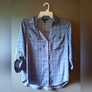 IZ BYER WOMEN'S XL BLUE AND BLACK LONG SLEEVE TOP